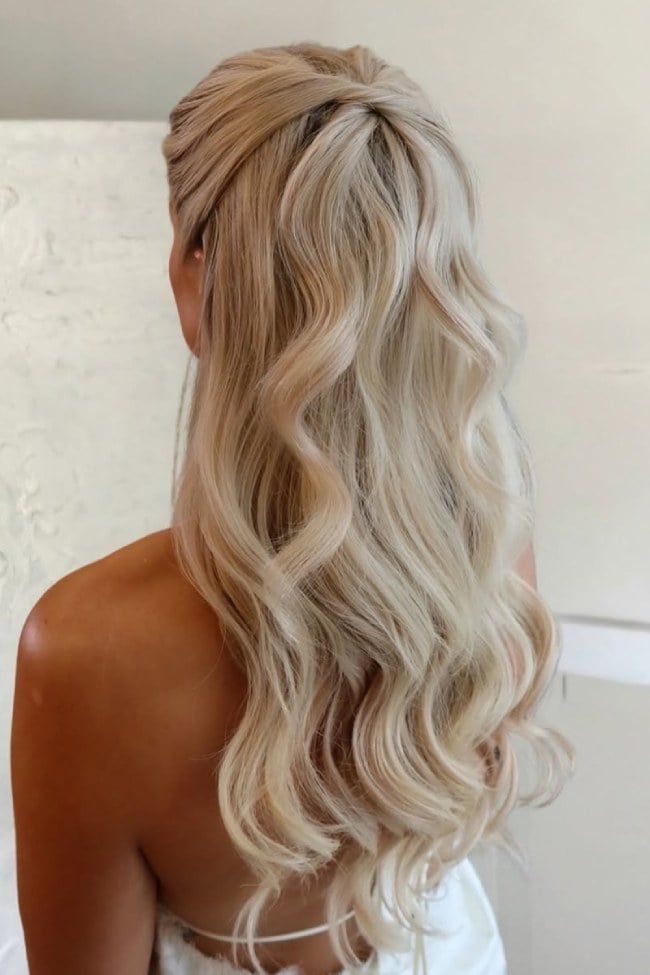 Creamy Blonde Soft Wrapped Half Up — Bridesmaid Hair Down 2027