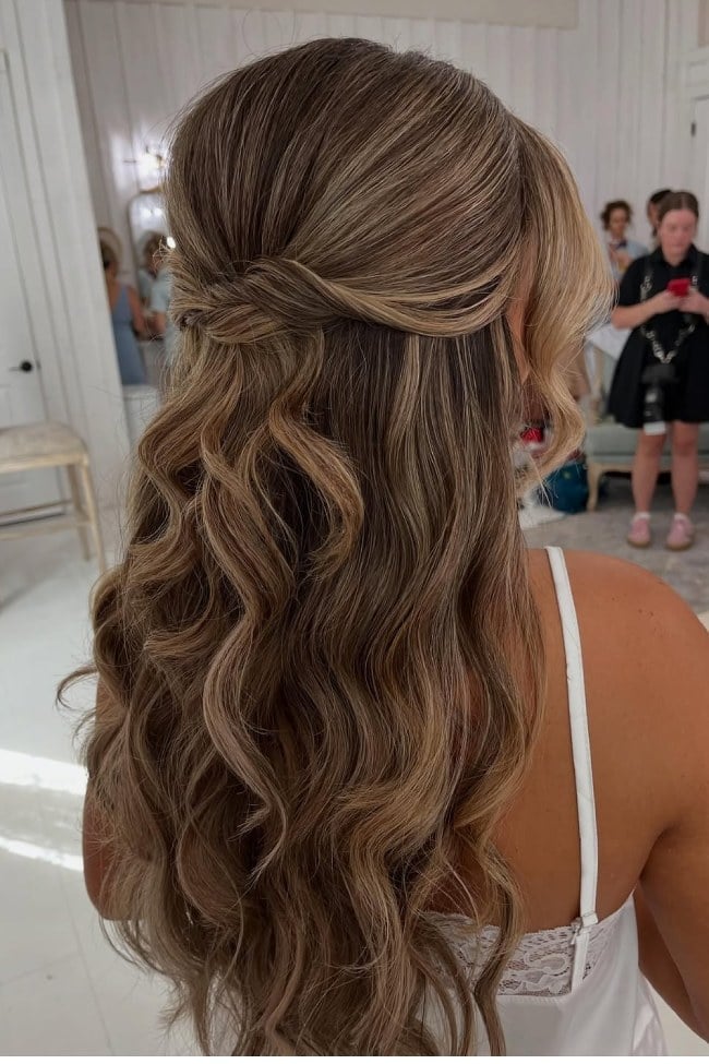 Honey Blonde Intricate Twisted Knot — Bridesmaid Hair Down 2027