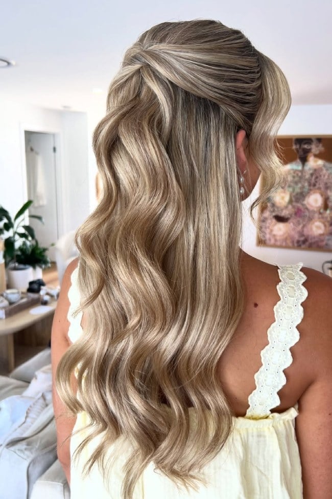 Ash Blonde Voluminous Crown Twist — Bridesmaid Hair Down 2027