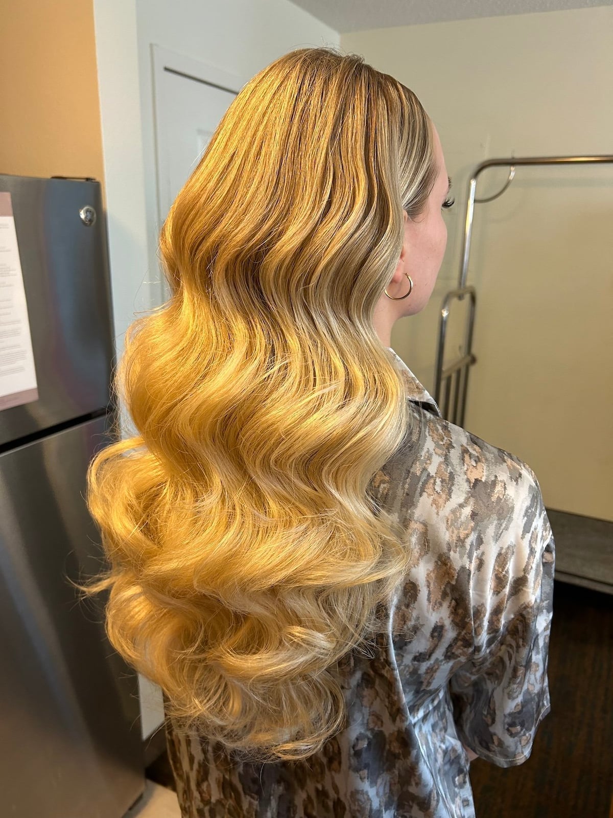 Golden Blonde Voluminous Glossy Curls — Bridesmaid Hair Down 2027
