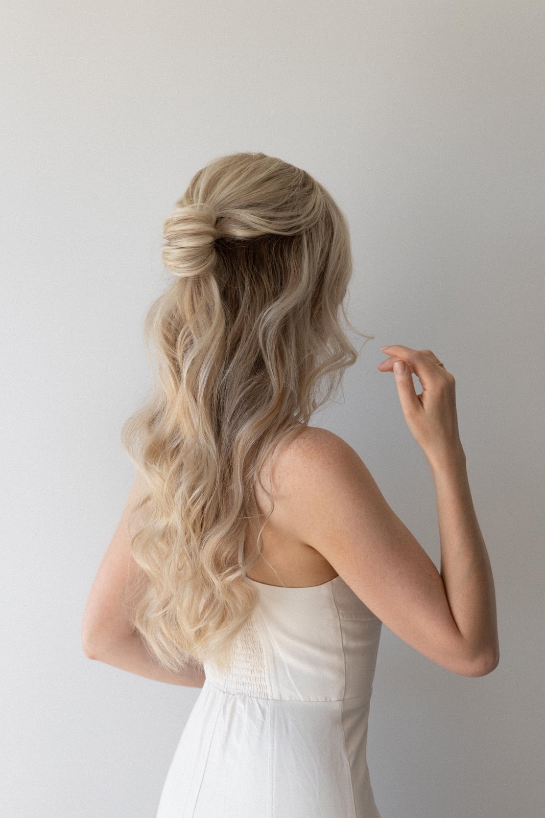 Ash Blonde Neatly Twisted Crown — Bridesmaid Hair Down 2027