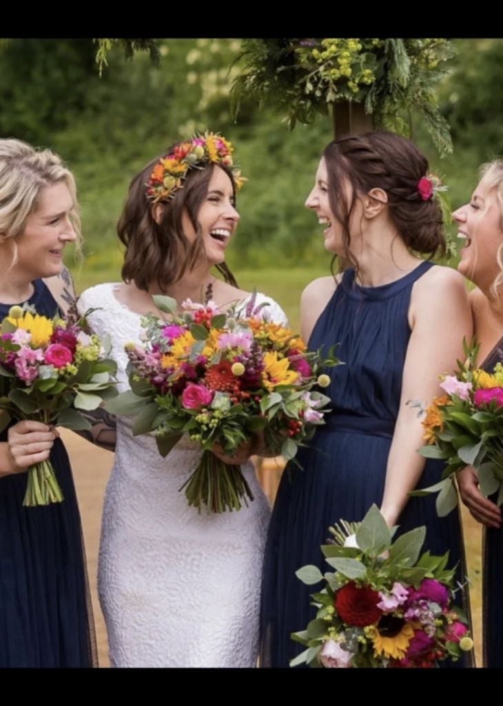 Dark Brown Loose Waves With Flower Crown — Bridesmaid Hair Down 2027