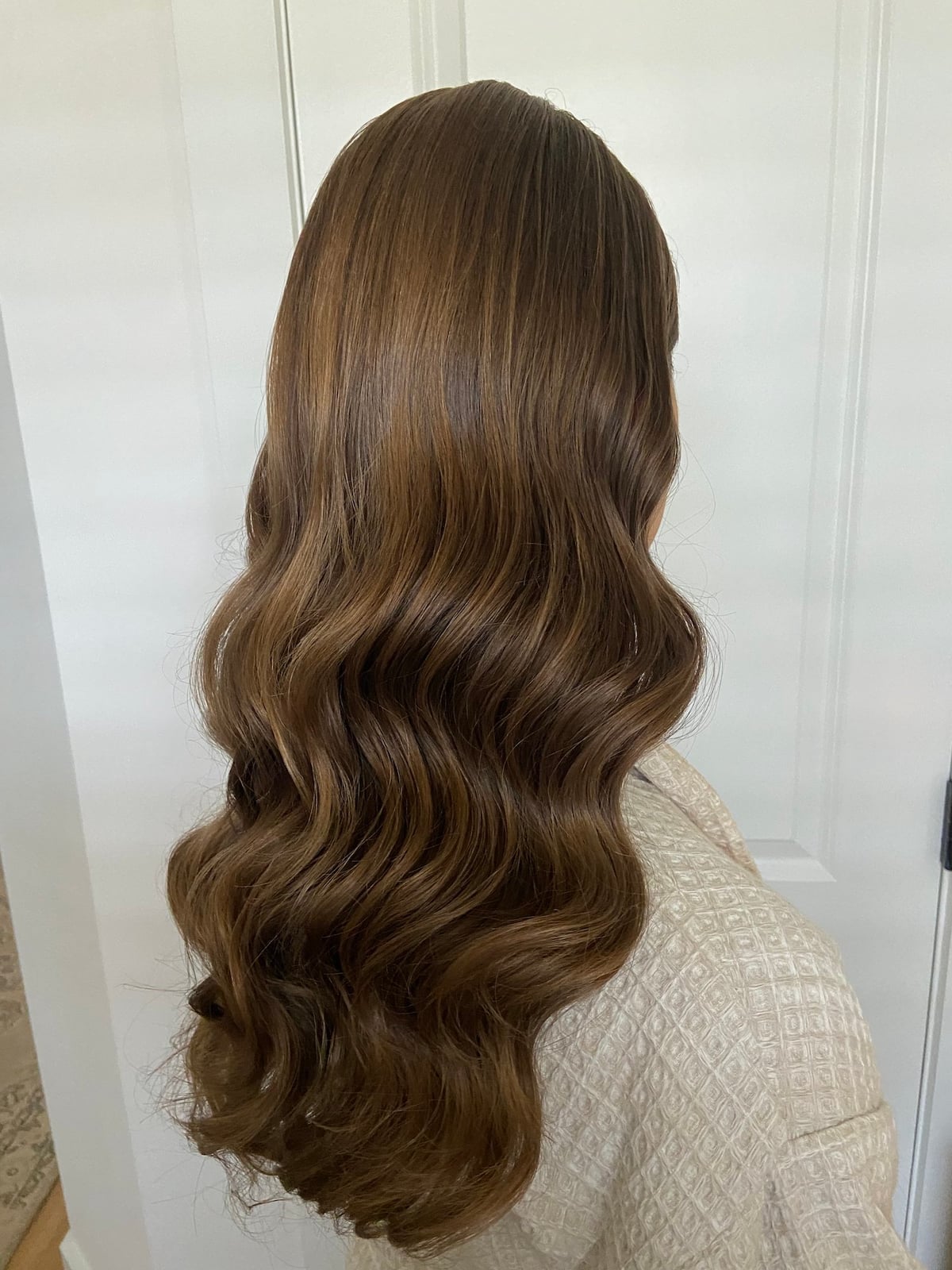 Mid-Back Brown With Caramel Highlights Blowout — Bridesmaid Hair Down 2027