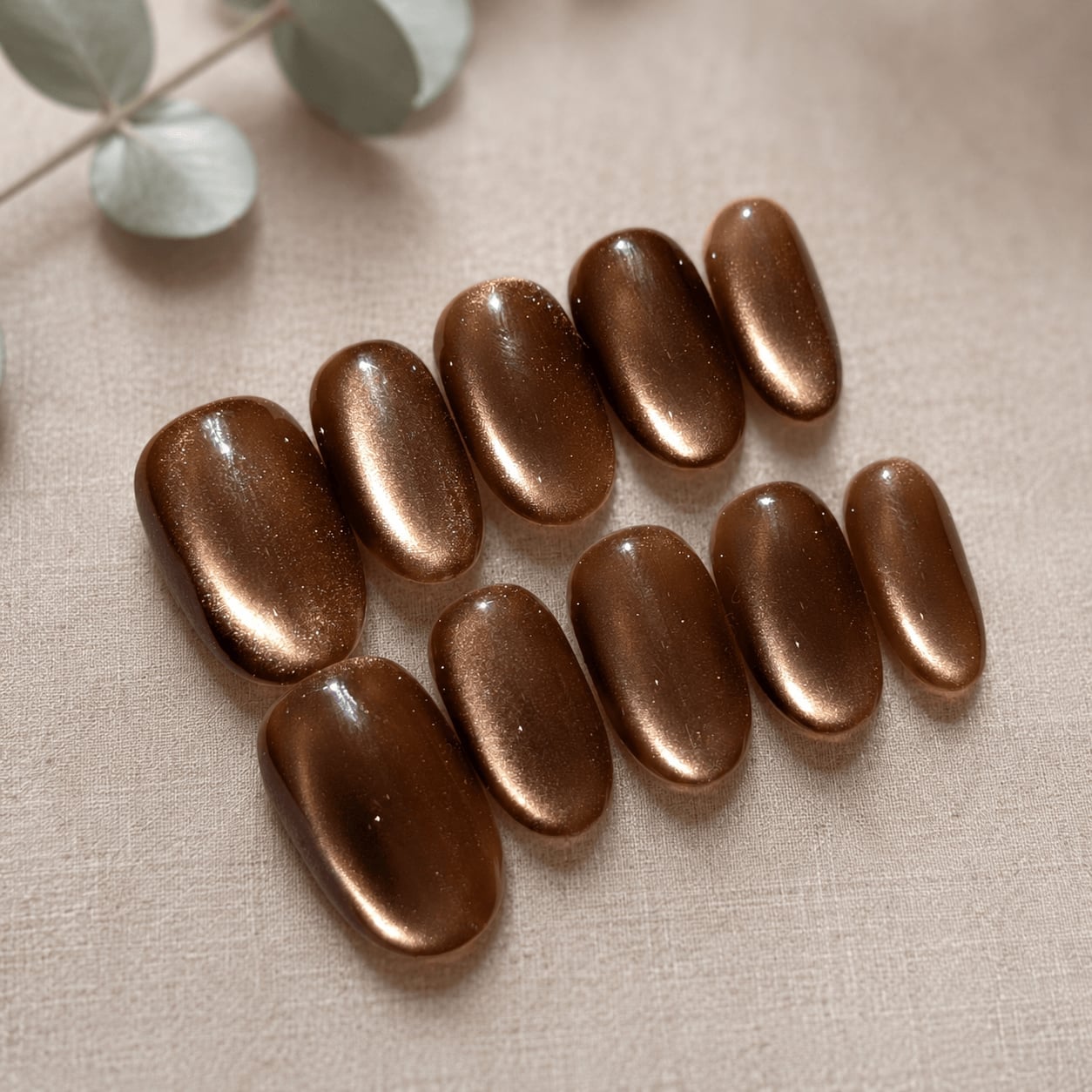 Warm Toffee Brown Shimmer Medium Oval Nails Warm Toffee Brown Shimmer Medium Oval Nails — Bronze Nails 2027