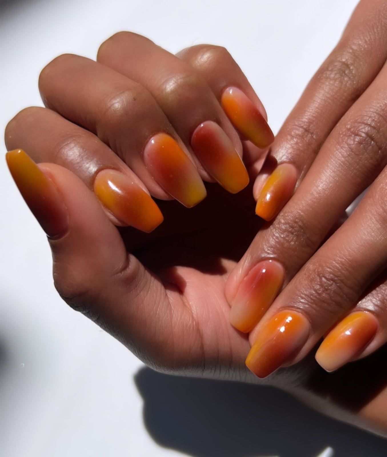 Short Oval Glossy Burnt Orange Abstract Foil Nails Short Oval Glossy Burnt Orange Abstract Foil Nails — Burnt Orange Nails 2027