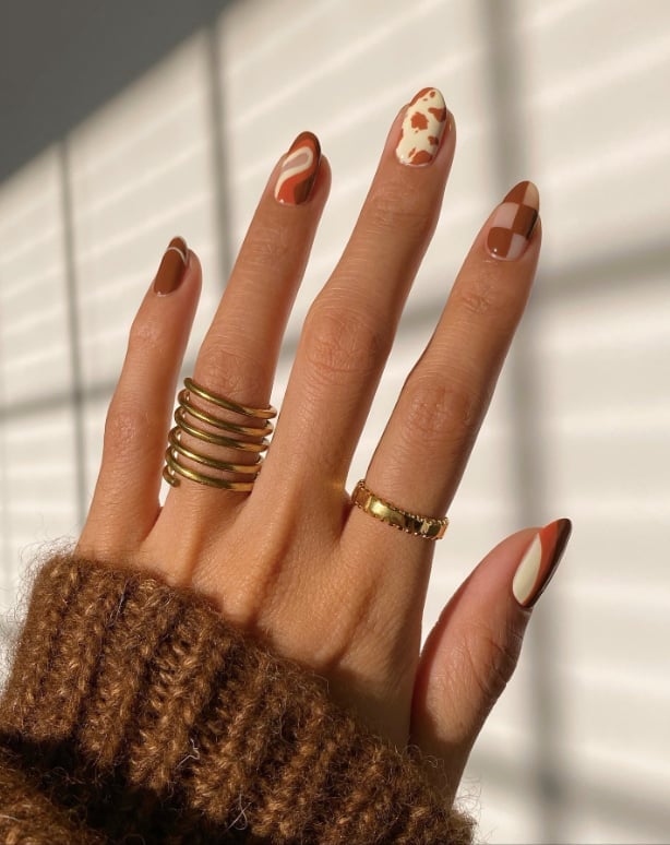 Long Almond Burnt Orange Abstract Art Nails Long Almond Burnt Orange Abstract Art Nails — Burnt Orange Nails 2027