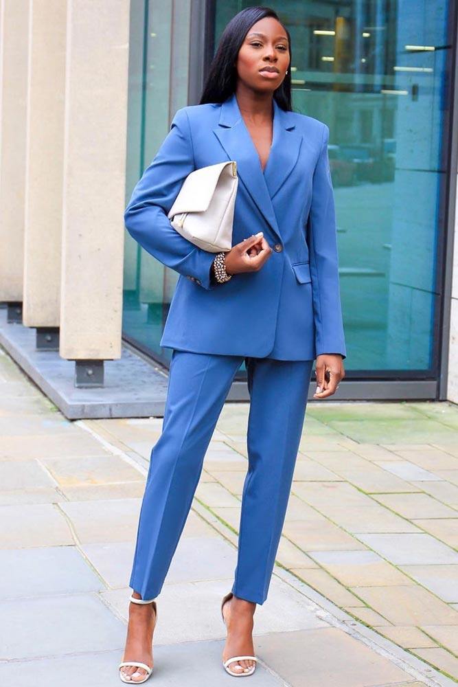 Vibrant Blue Double Breasted Suit for Evening Business — Business Dinner Outfits 2027