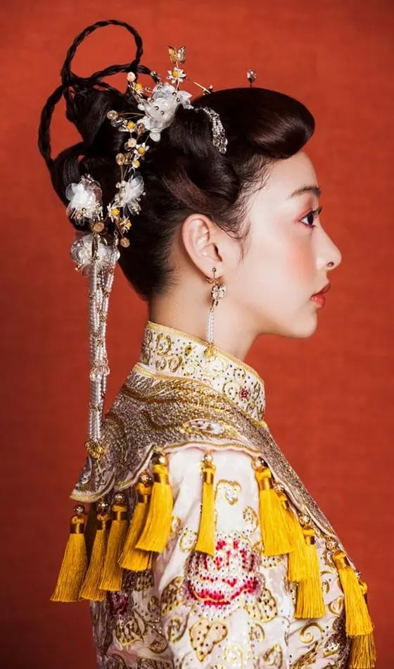 Braided Updo With Ornate Accessories Braided Updo With Ornate Accessories — Chinese Wedding Hairstyles 2027