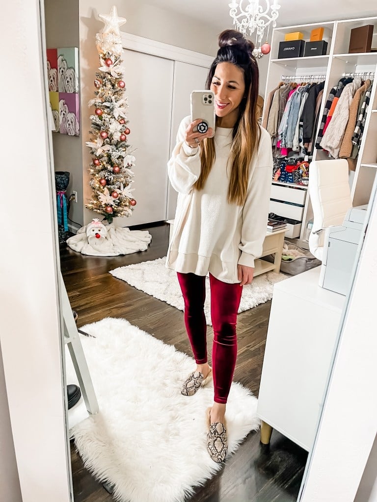 Oversized Fleece Tunic with Velvet Leggings Oversized Fleece Tunic with Velvet Leggings — Christmas Morning Outfits 2026