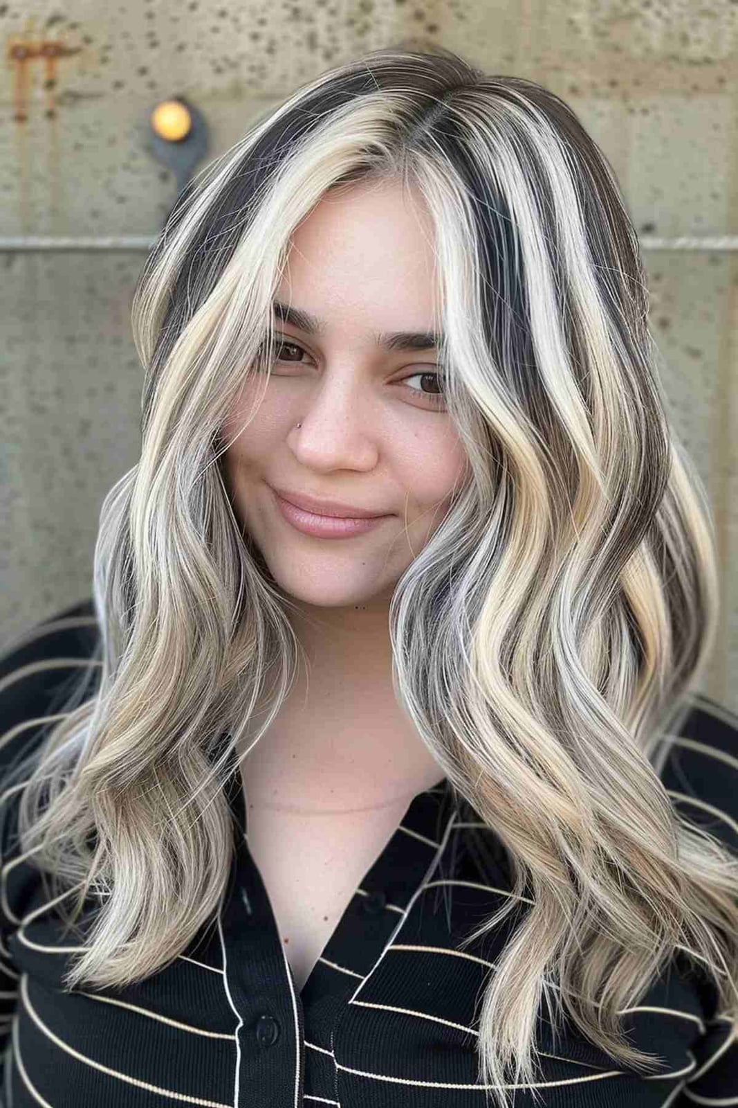 Collarbone Length Lob With Extreme Chunky Blonde Face Framing — Chunky Blonde Highlights on Dark Hair 2027
