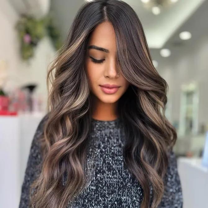 Mid-Back Layers With Voluminous Chunky Blonde Highlights, Middle — Chunky Blonde Highlights on Dark Hair 2027