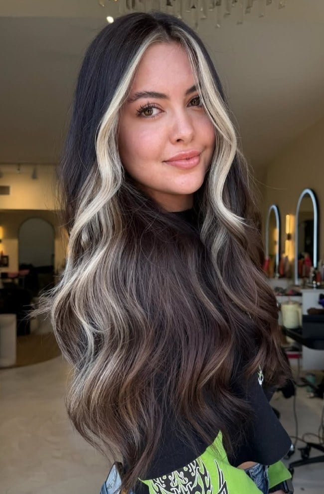 Mid-Back Length With Face-Framing Chunky Blonde Streaks — Chunky Blonde Highlights on Dark Hair 2027