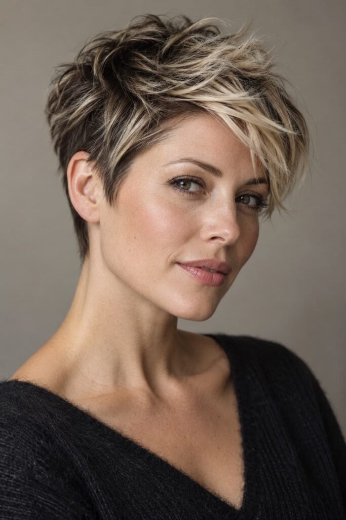 Choppy Pixie With Ash Blonde Highlights Choppy Pixie With Ash Blonde Highlights — Chunky Highlights Pixie 2027