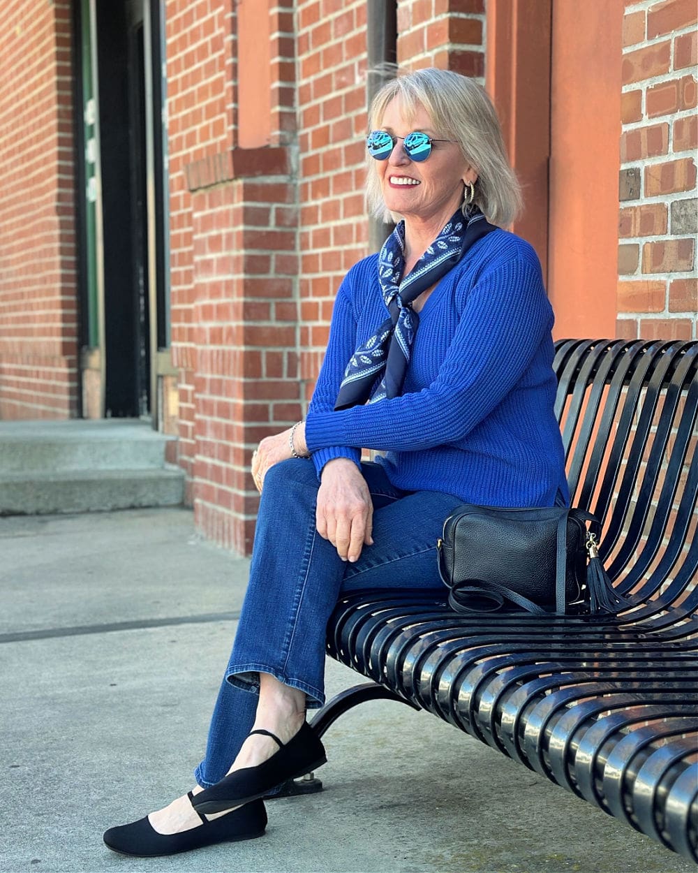 Blue Scarf With Dark Wash Bootcut Jeans Blue Scarf With Dark Wash Bootcut Jeans — Church Bootcut Jeans Outfits 2027
