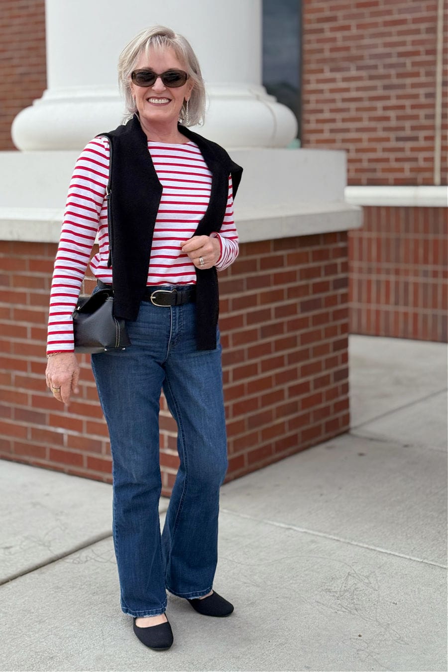 Striped Shirt And Vest With Bootcut Jeans Striped Shirt And Vest With Bootcut Jeans — Church Bootcut Jeans Outfits 2027