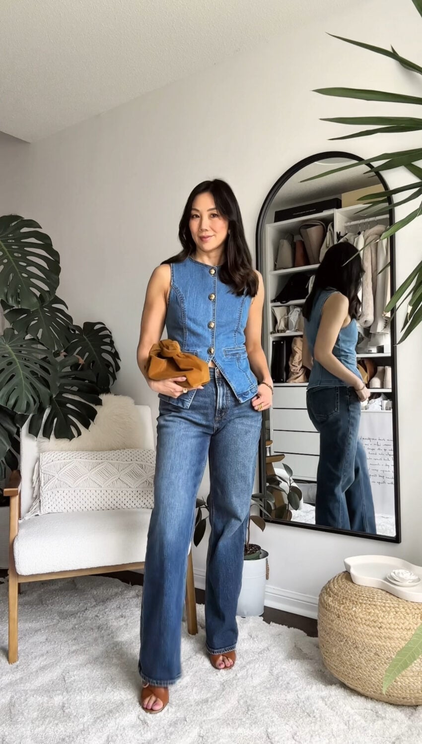 Denim Vest With Medium Wash Bootcut Jeans Denim Vest With Medium Wash Bootcut Jeans — Church Bootcut Jeans Outfits 2027
