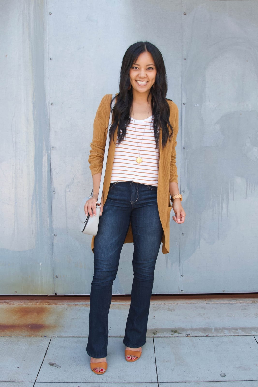 Long Camel Cardigan Over Bootcut Jeans Long Camel Cardigan Over Bootcut Jeans — Church Bootcut Jeans Outfits 2027