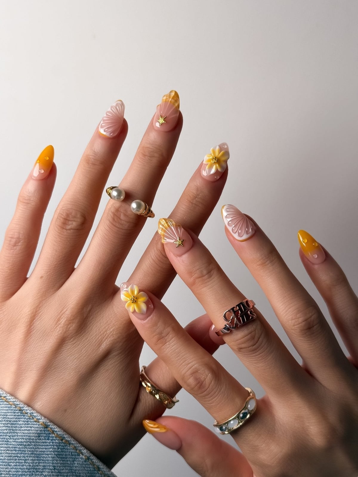 Long Almond Nails With Citrus Slices And 3D Flowers — Citrus Nails 2027