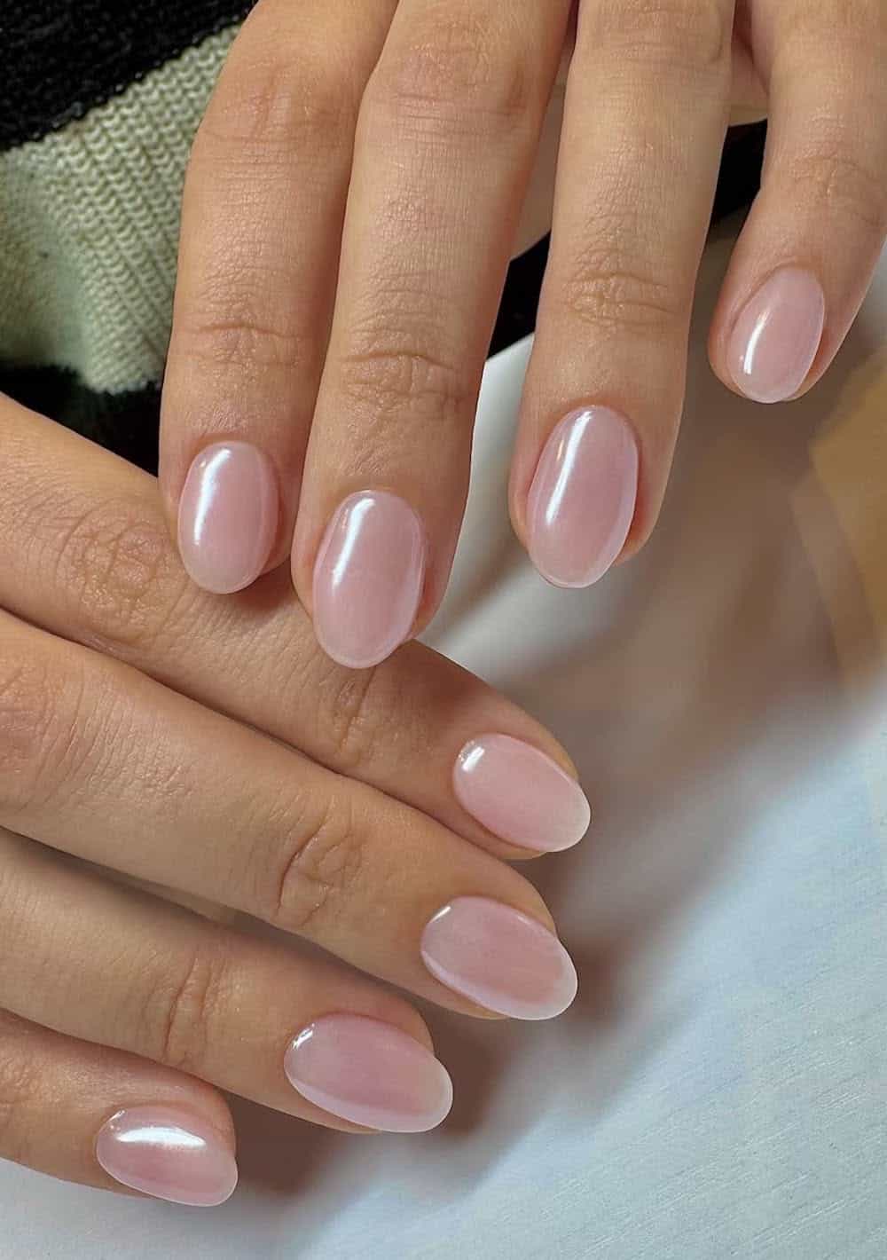 Sheer Milky Pink Jelly Short Oval Nails Sheer Milky Pink Jelly Short Oval Nails — Classy Short Nails 2027