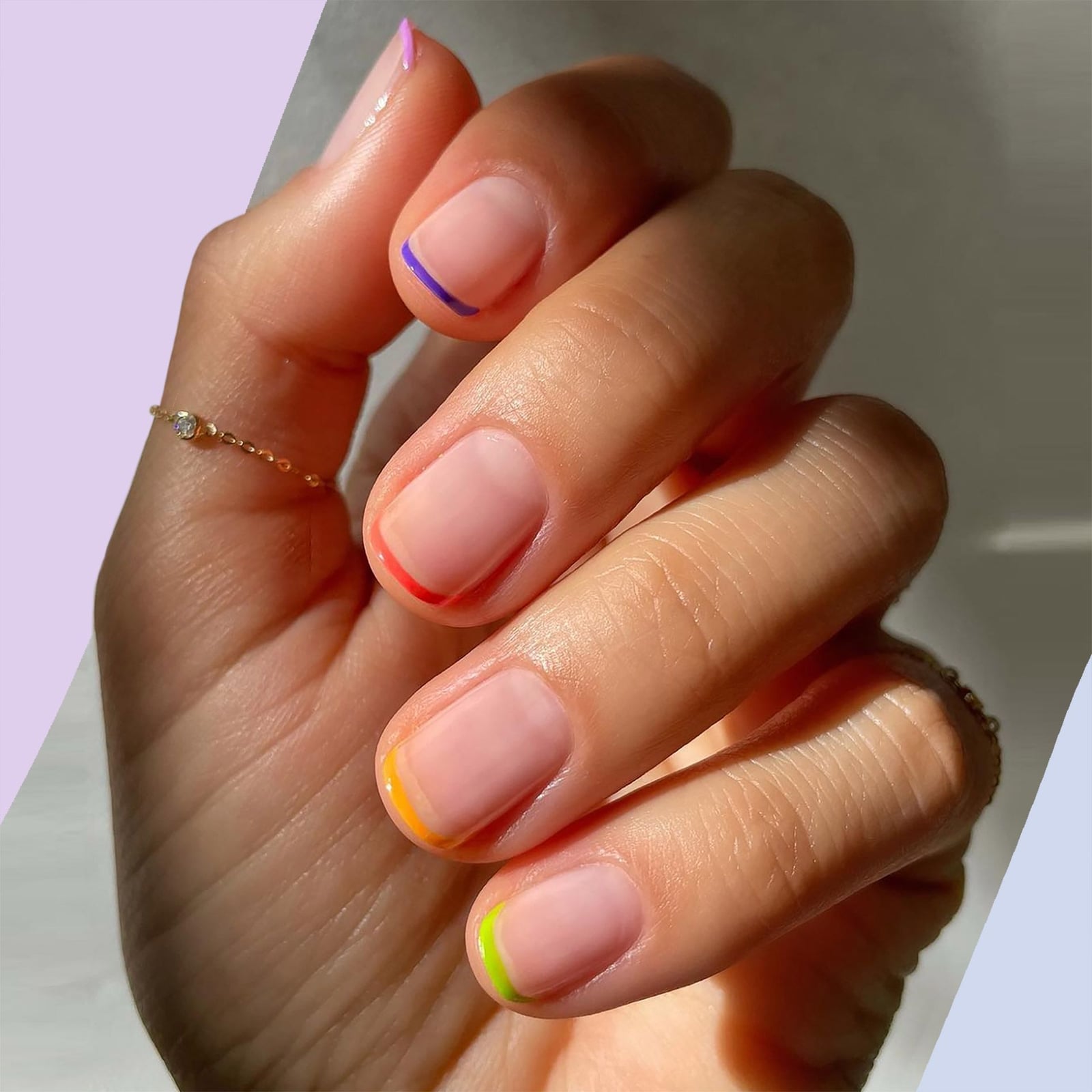 Short Square Rainbow French Tip Nails Short Square Rainbow French Tip Nails — Clear Nails 2027