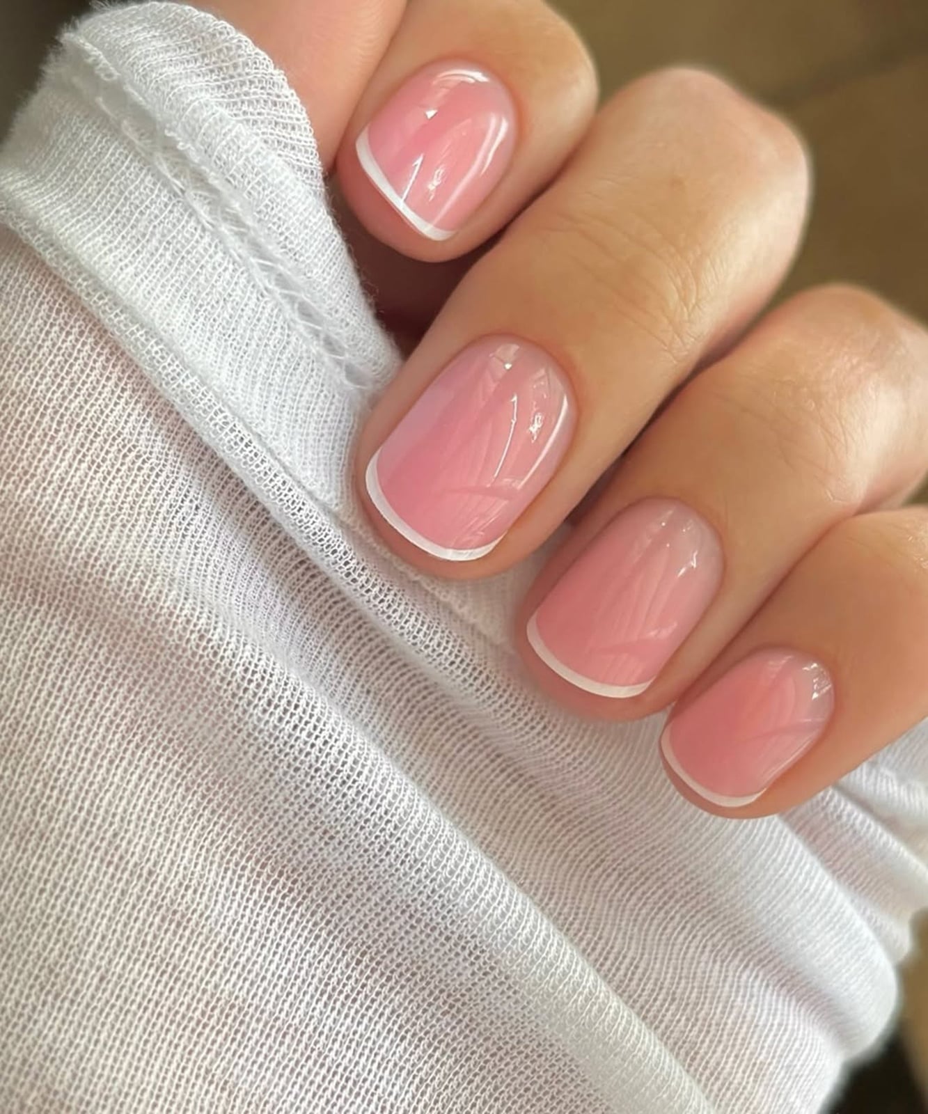 Short Square Sheer Pink French Tip Nails Short Square Sheer Pink French Tip Nails — Clear Nails 2027