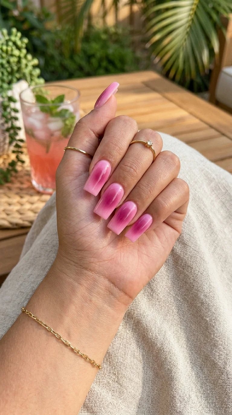 Pink To Magenta Velvet Gradient Nails Pink To Magenta Velvet Gradient Nails — Cocktail Party Nails 2027