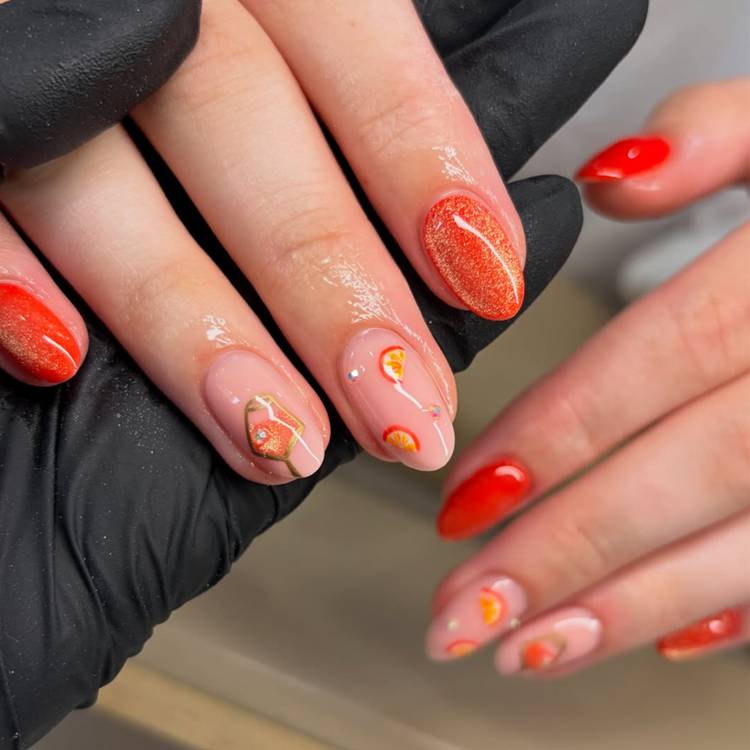 Nude Orange Slice Cocktail Glass Nails Nude Orange Slice Cocktail Glass Nails — Cocktail Party Nails 2027