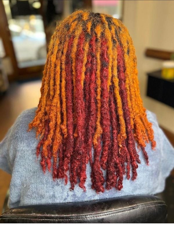 Mid-Back Locs With Red And Orange Ombre Mid-Back Locs With Red And Orange Ombre — Colored Locs 2027