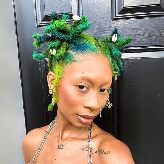 Shoulder Length Locs In Green And Blue Shoulder Length Locs In Green And Blue — Colored Locs 2027