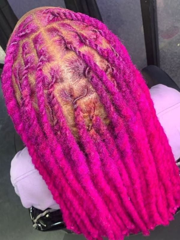 Mid-Back Locs With Pink To Purple Gradient Mid-Back Locs With Pink To Purple Gradient — Colored Locs 2027