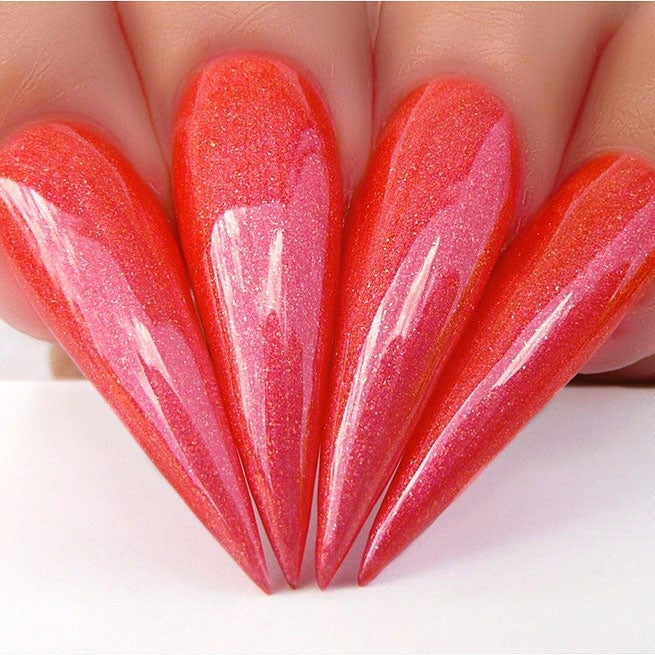 Shimmering Medium Coral Pink Stiletto Nails Shimmering Medium Coral Pink Stiletto Nails — Coral Stiletto Nails 2027