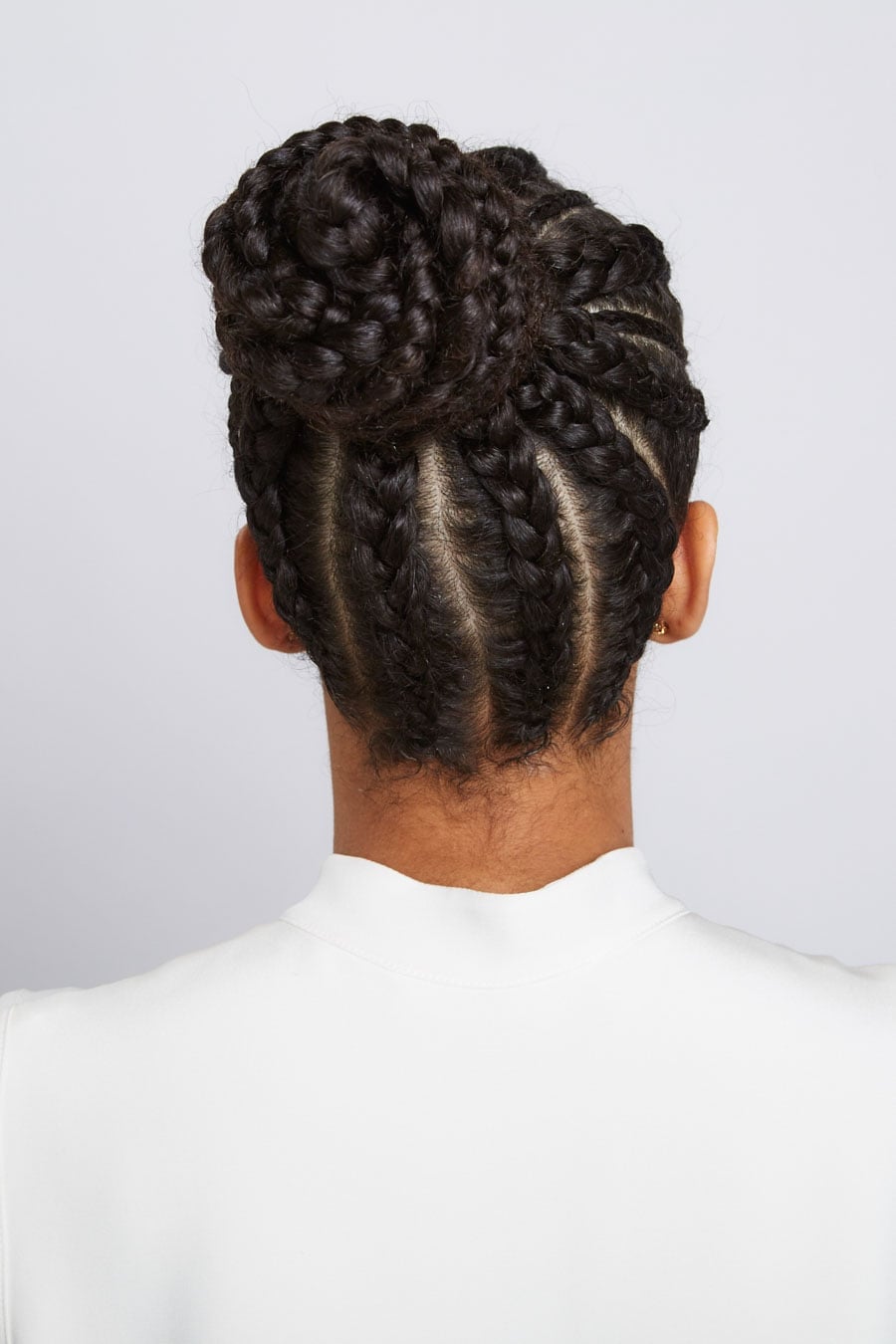 High Textured Bun From Nape Cornrows — Cornrow Bun 2027