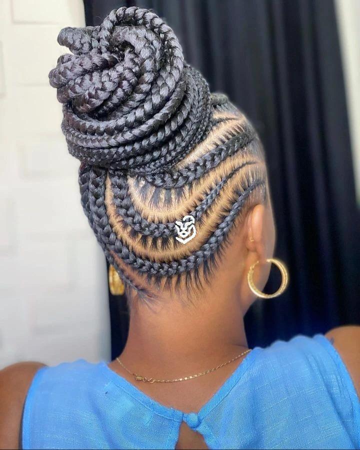 Curved Cornrows Into Large Textured Bun — Cornrow Bun 2027