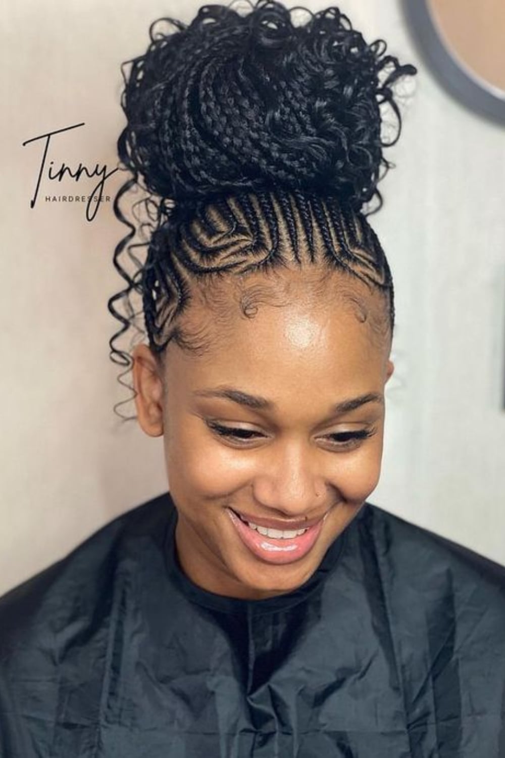 Geometric Cornrows With Curly Tendrils — Cornrow Bun 2027