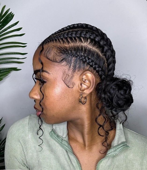 Low Bun With Cornrows and Face-Framing Strands — Cornrow Bun 2027