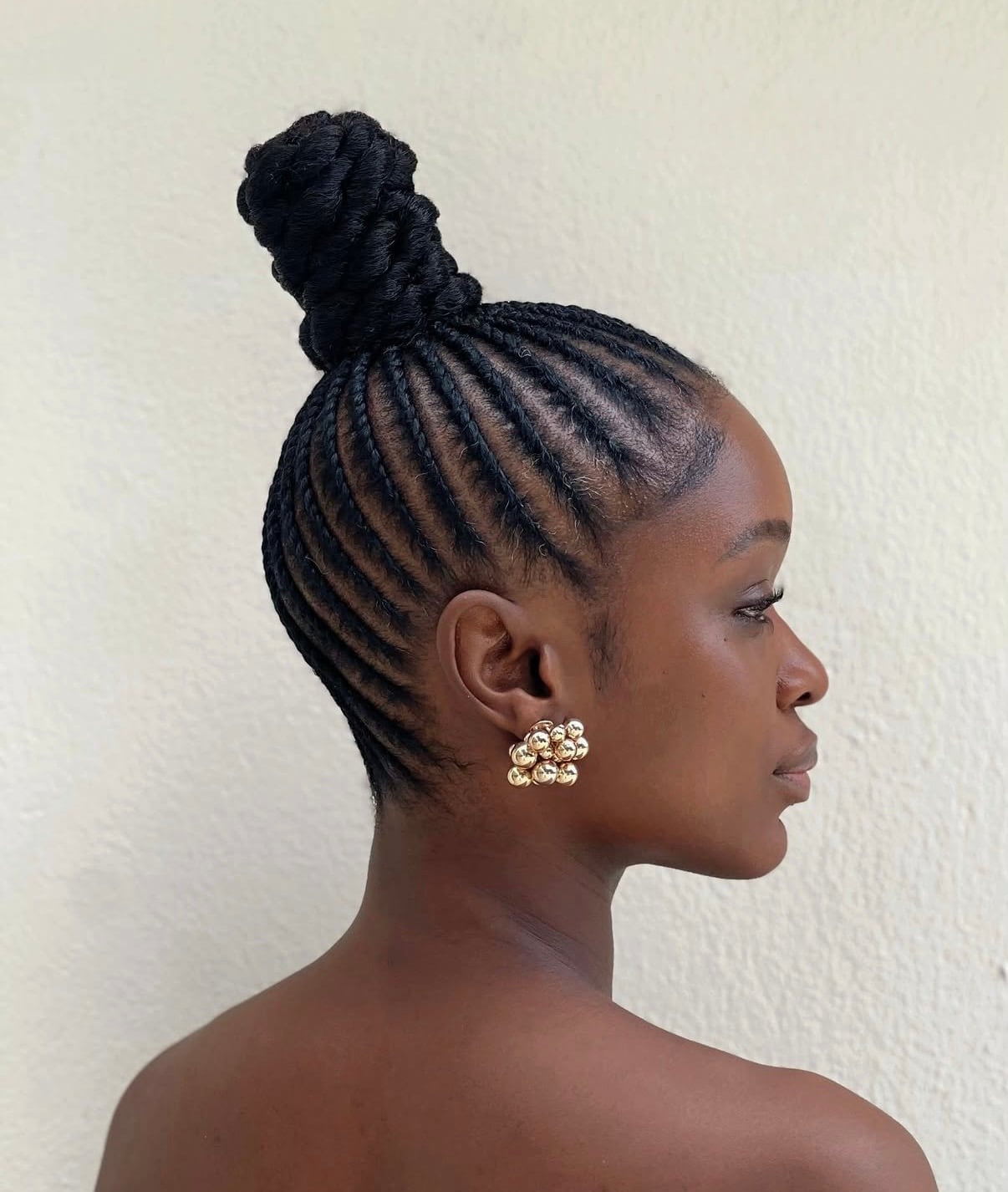 Neat Crown Bun With Radiating Cornrows — Cornrow Bun 2027