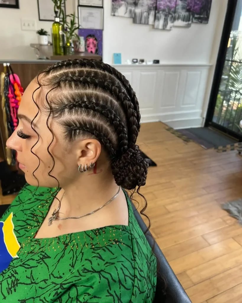 Sleek Bun With Neat Cornrows and Baby Hairs, Mid-Back — Cornrow Bun 2027