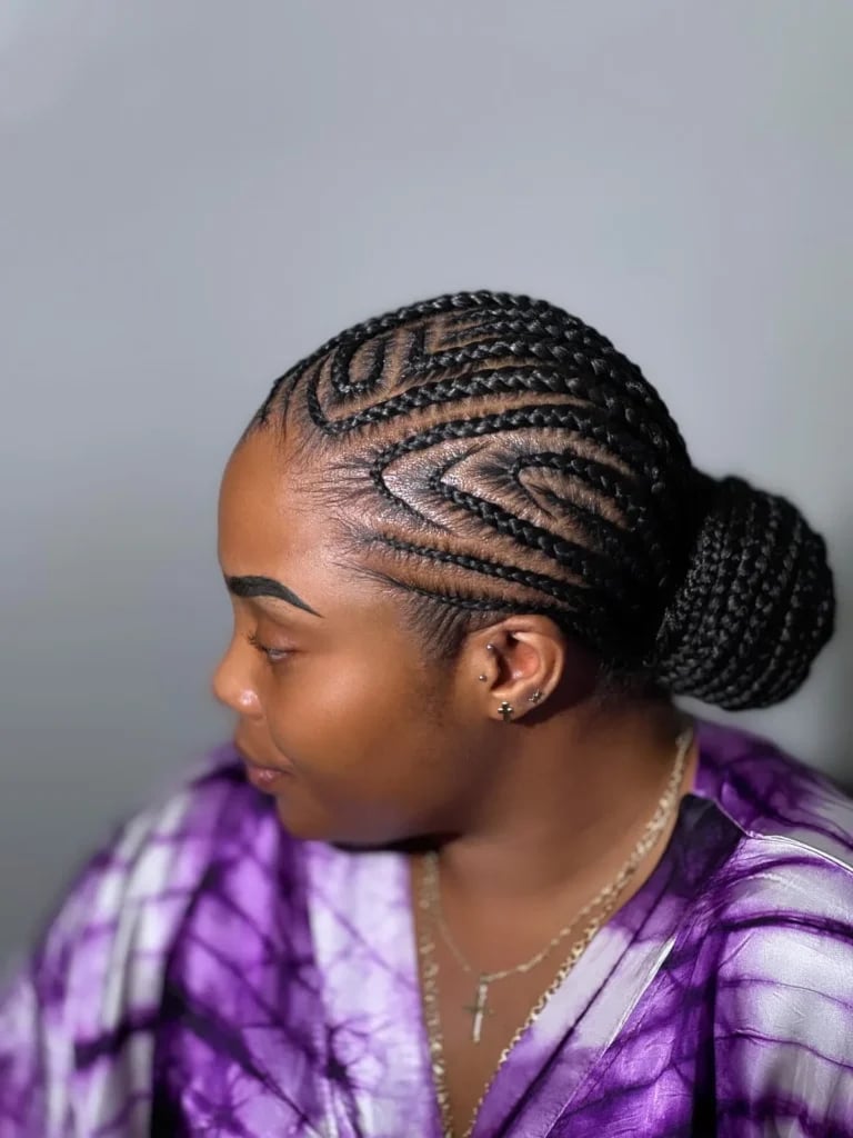 Swirl Cornrows Into Low Bun — Cornrow Bun 2027