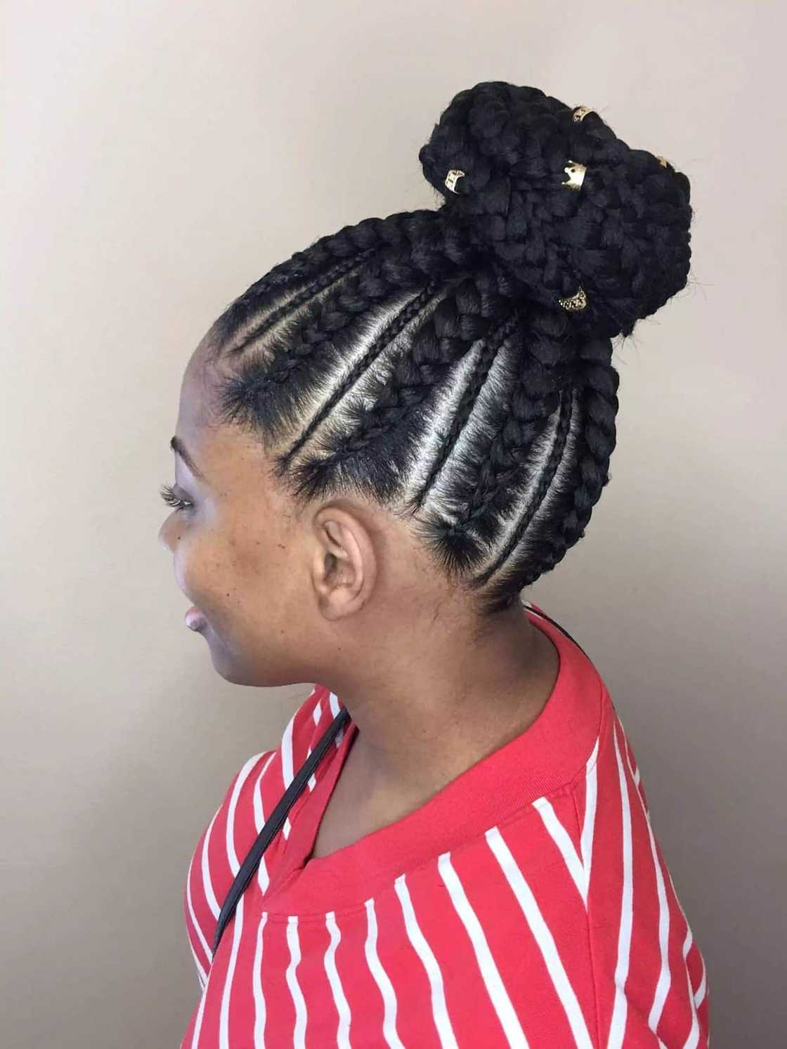 Braided Bun With Gold Cuffs — Cornrow Bun 2027