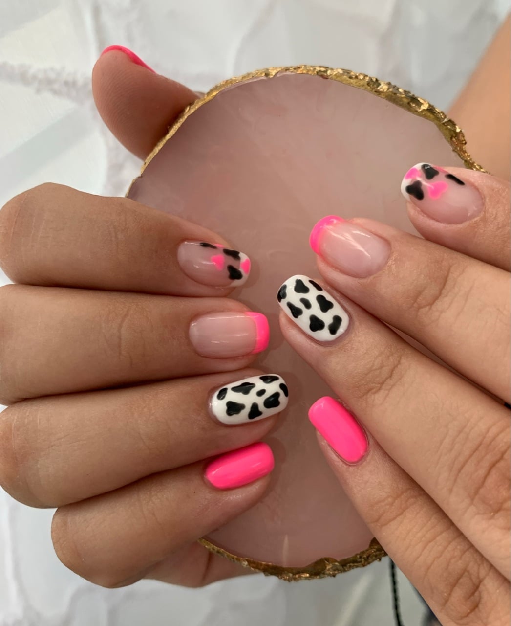Pink Cow Print Airbrush Nails 2027 Pink Cow Print Airbrush Nails 2027