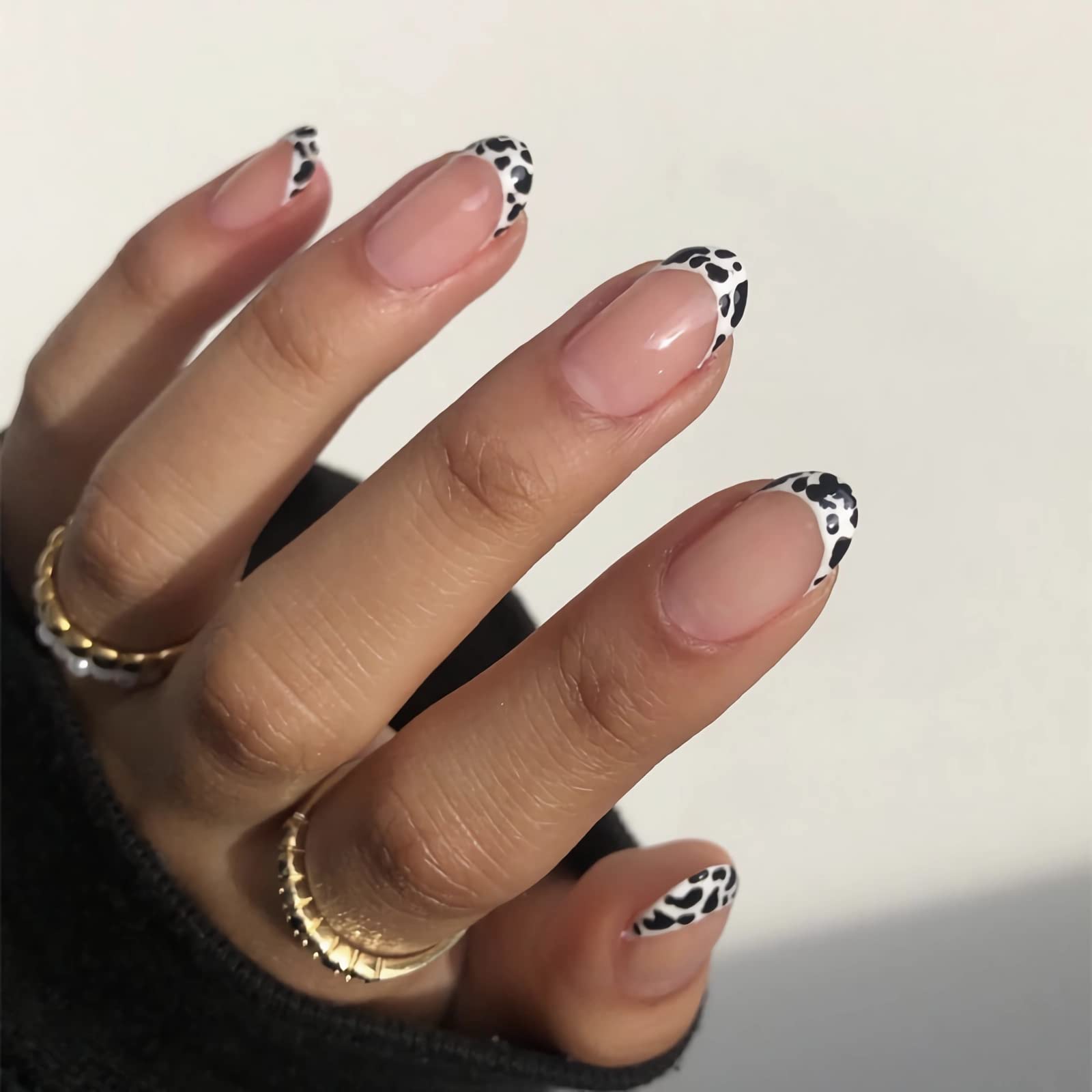 Cow Print French Tip Medium Almond Nails Cow Print French Tip Medium Almond Nails — Cow Print Airbrush Nails 2027