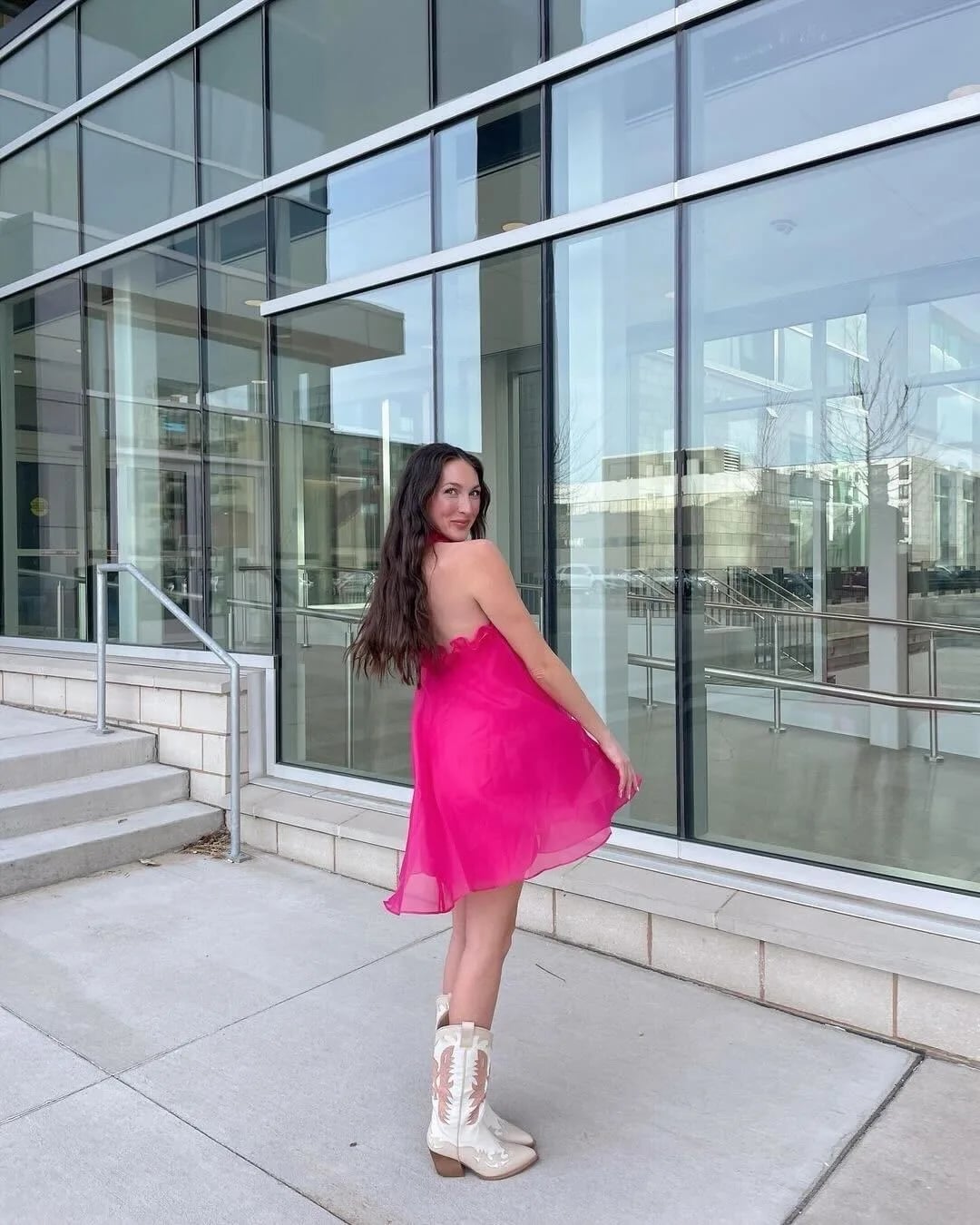 White embroidered cowboy boots with a sheer pink mini dress White embroidered cowboy boots with a sheer pink mini dress — Cowboy Boots Outfits 2027 with Sundress