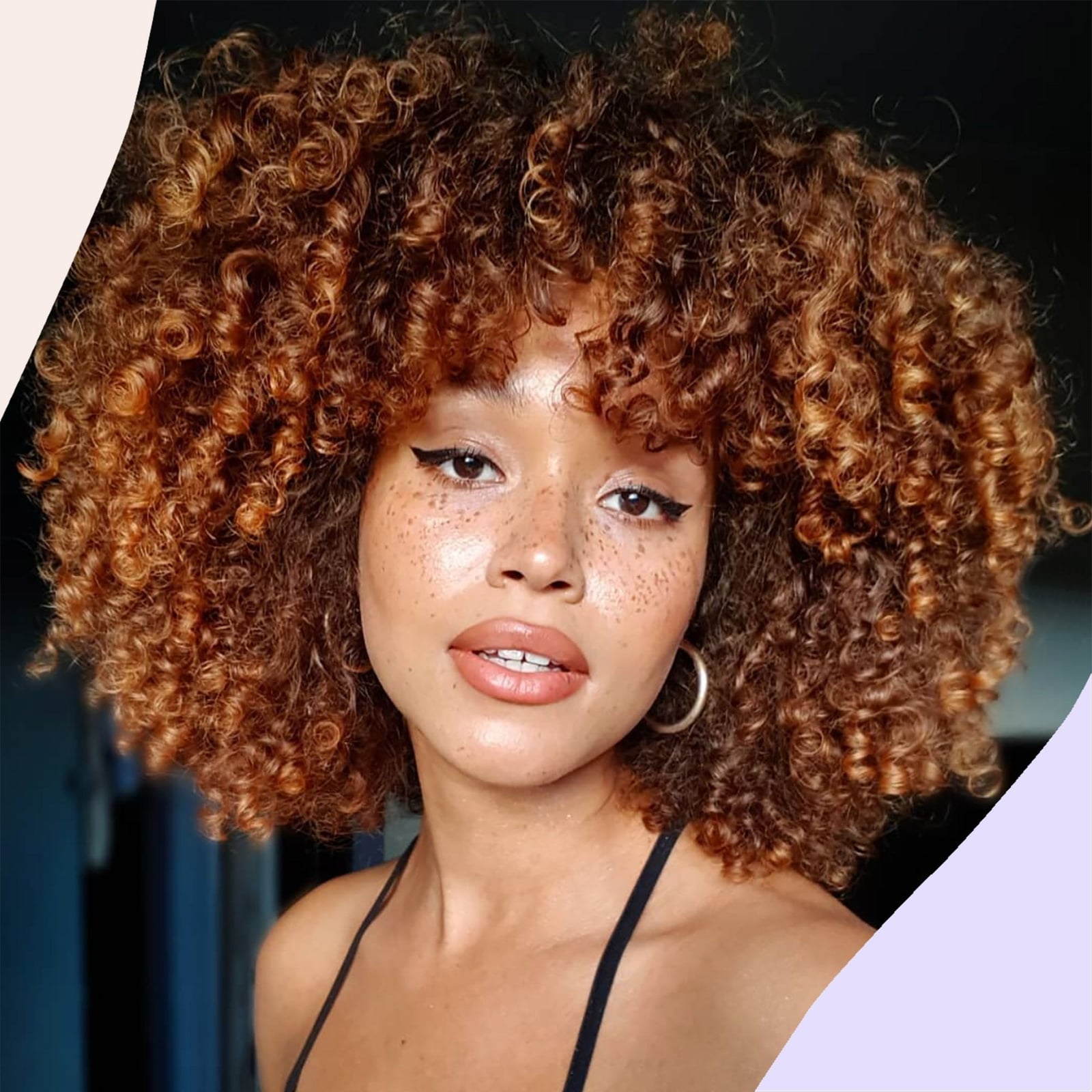 Shoulder Length Curly Afro Warm Cowboy Copper With Highlights Shoulder Length Curly Afro Warm Cowboy Copper With Highlights — Cowboy Copper Hair 2027