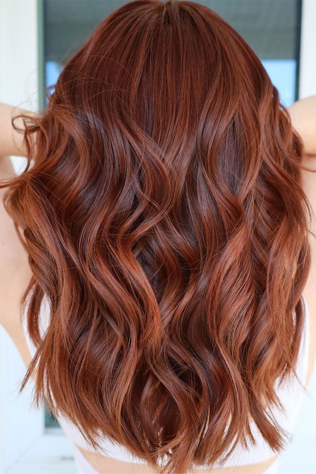 Back View Mid-Back Loose Waves Rich Cowboy Copper Back View Mid-Back Loose Waves Rich Cowboy Copper — Cowboy Copper Hair 2027
