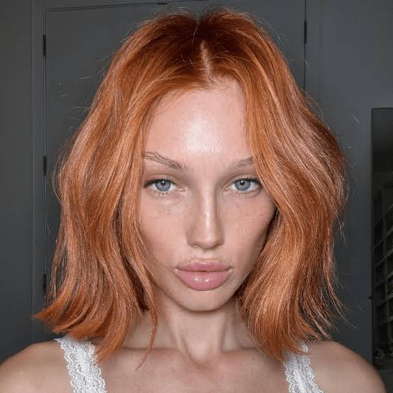 Shoulder Length Blowout Medium Copper With Lighter Highlights Shoulder Length Blowout Medium Copper With Lighter Highlights — Cowboy Copper Hair 2027