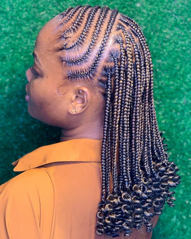 Thin Cornrows With Curly Ends Thin Cornrows With Curly Ends — Curved Cornrows 2027