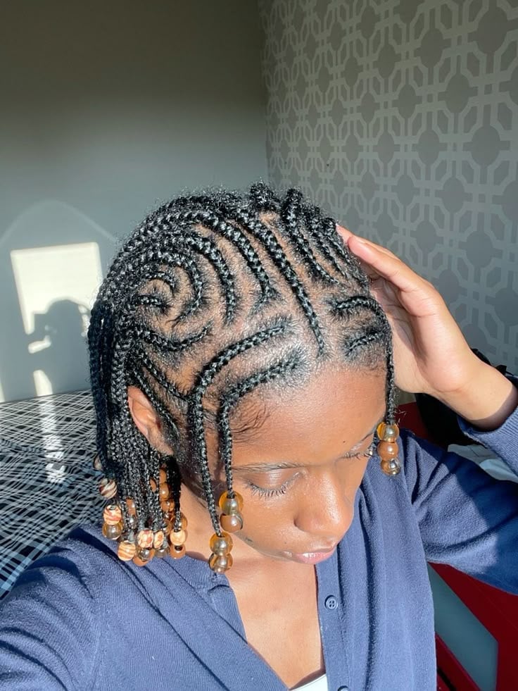 Circular Pattern Cornrows With Beads Circular Pattern Cornrows With Beads — Curved Cornrows 2027