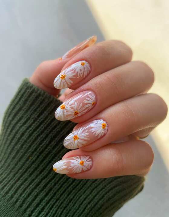 Medium Oval Sheer Nude All Over Daisy Art Medium Oval Sheer Nude All Over Daisy Art — Daisy Nails 2027