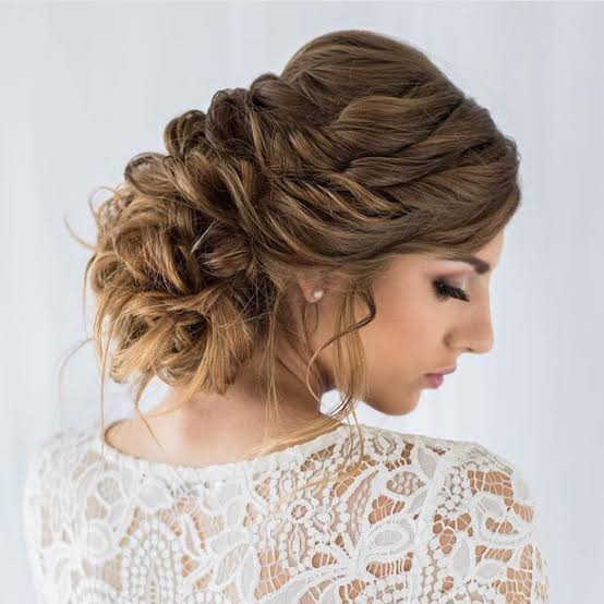 Brown Intricate Updo With Highlights Brown Intricate Updo With Highlights — Destination Wedding Hairstyles 2027