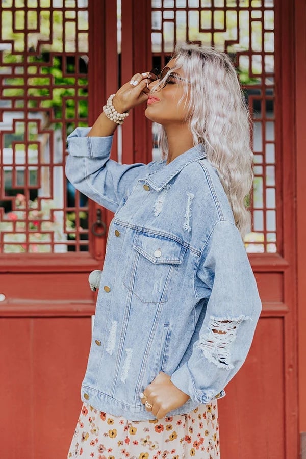 Oversized Distressed Denim Jacket Sleeve Detail Oversized Distressed Denim Jacket Sleeve Detail — Distressed Denim Jacket Outfits 2027